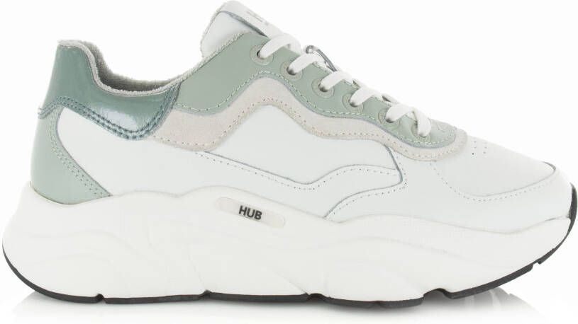 HUB Rock leren sneakers wit/groen