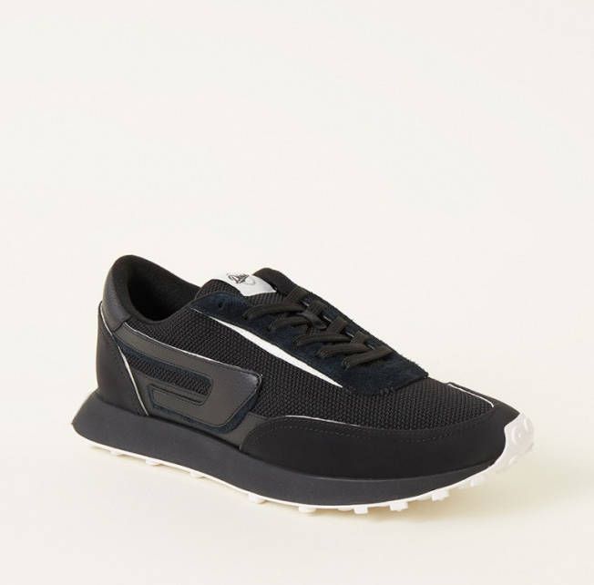 Diesel S Racer sneaker met leren en suè, de details