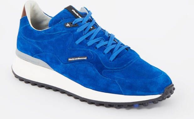 Noppi sneaker van su&#xE8, de met leren details