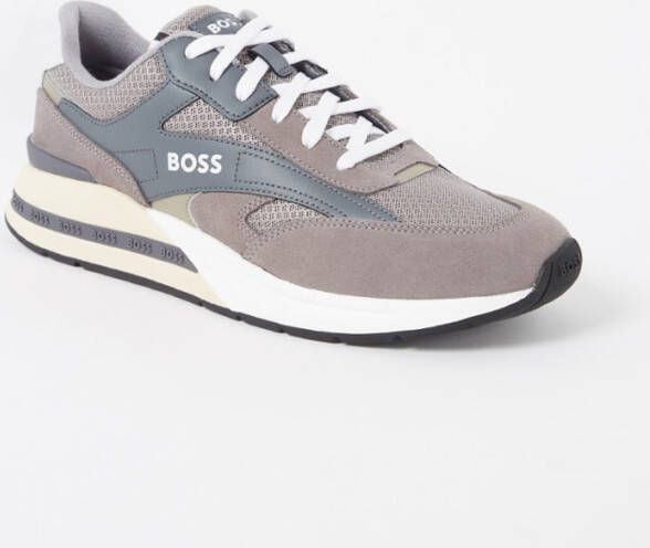 Hugo Boss Kurt sneaker van leer met su&#xE8, de details