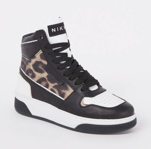 NIKKIE Xara sneaker van leer met luipaard print