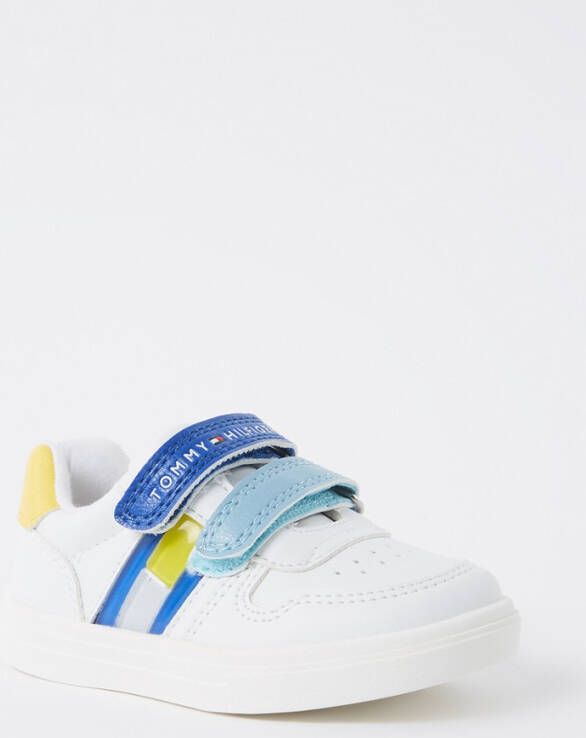 Tommy Hilfiger Flag sneaker met details van leer