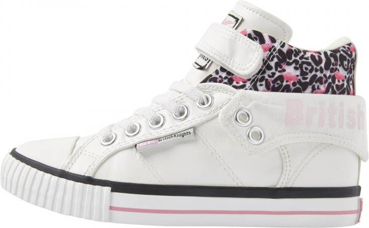 british knights ROCO Hoge meisjes sneakers flamingo panterprint Wit