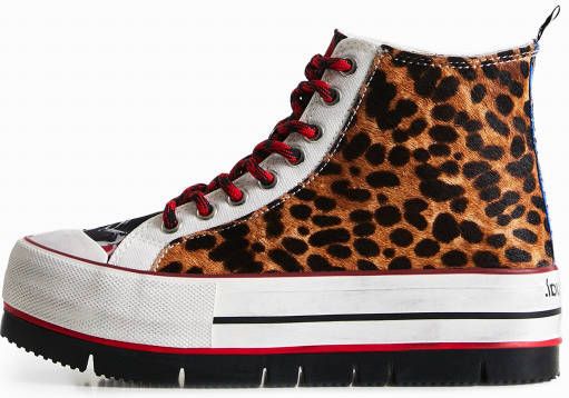 Desigual Hoge sneakers met plateauzool en dierenprint
