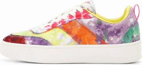 Desigual Sneakers met plateauzool en aquarel patch