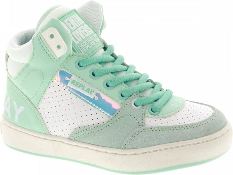REPLAY Cobra Mid hoge sneakers mintgroen/wit