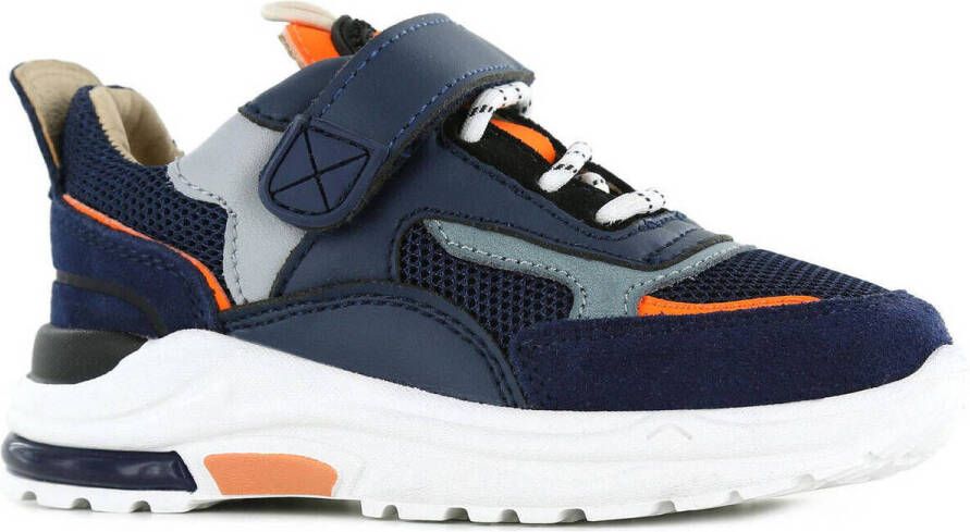 Shoesme NR22S100 L leren sneakers donkerblauw/oranje