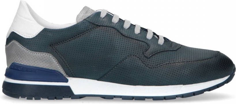 Van lier Blauwe leren sneakers