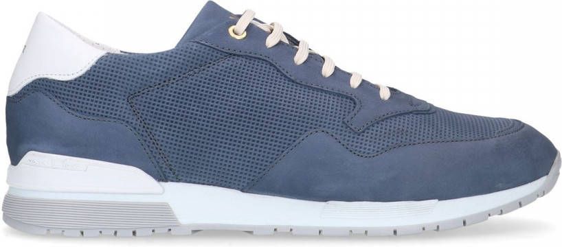 Van lier Blauwe nubuck sneakers met witte zool