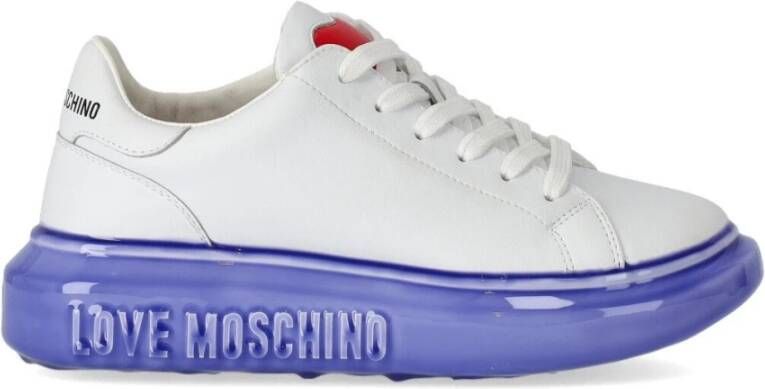 Ik hou van Moschino White Lilac Sneaker , Wit, Dames