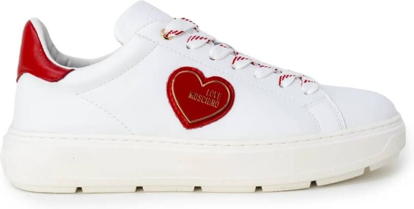 Love Moschino Sneakerd.Bold40 Vitello Bianco+Ross Ja15384G1Gia110B , Wit, Dames