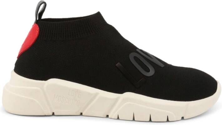 Love Moschino textiel sneakers , Zwart, Dames
