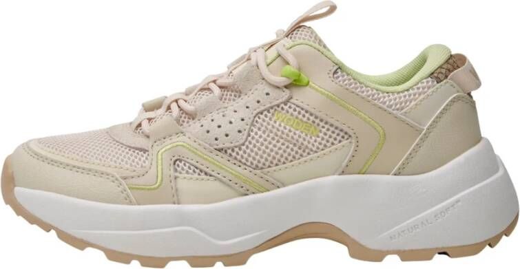 Woden Sif reflecterende sneakers , Beige, Dames