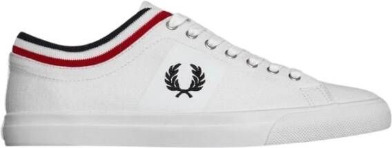 Fred Perry B7106 Underspin getipte manchet Twill zapatillas , Wit, Heren