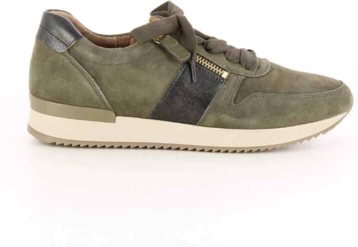 Gabor Damesschoenen Kaki Sneakers , Groen, Dames