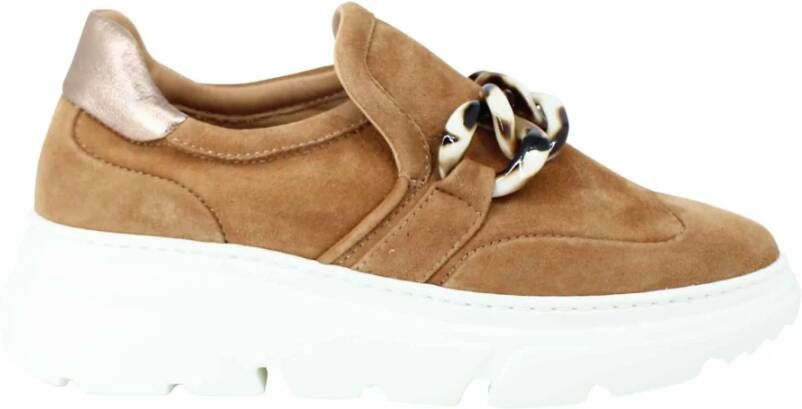 Stokton sneakers leer bruin , Bruin, Dames