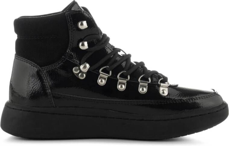 Woden Iris volledige patent sneakers , Zwart, Dames
