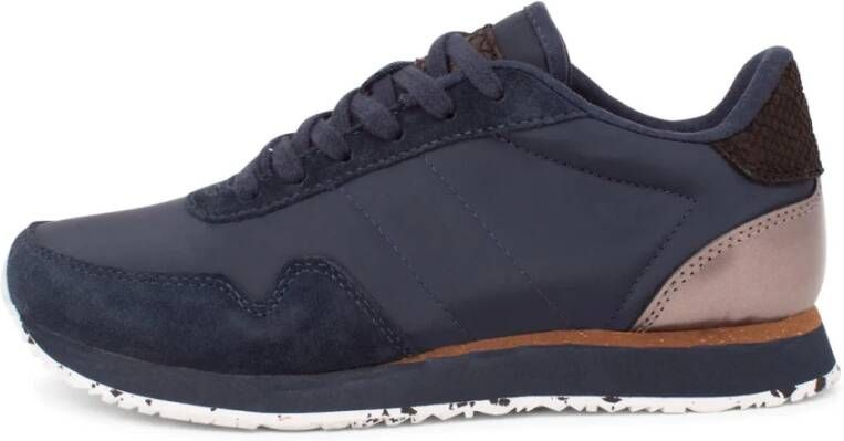 Woden Nora III Navy Low Sneakers , Blauw, Dames