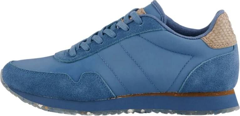 Woden Nora III lederen sneakers , Blauw, Dames