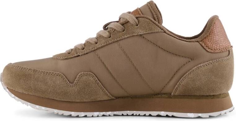 Woden Nora III lederen sneakers , Beige, Dames