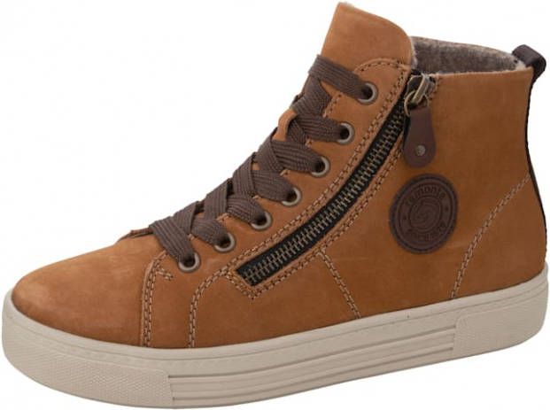 Remonte Hoge sneaker met verschillende sluitingen Cognac