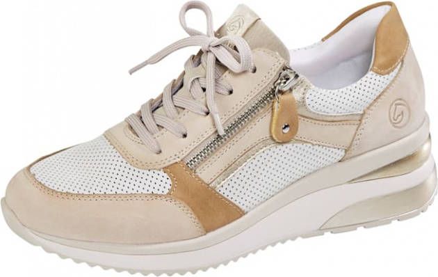 Remonte Sneaker met chique perforaties Zand/Wit/Beige/Champagne