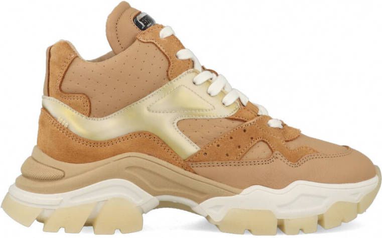 BRONX Tayke Over hoge leren sneakers camel