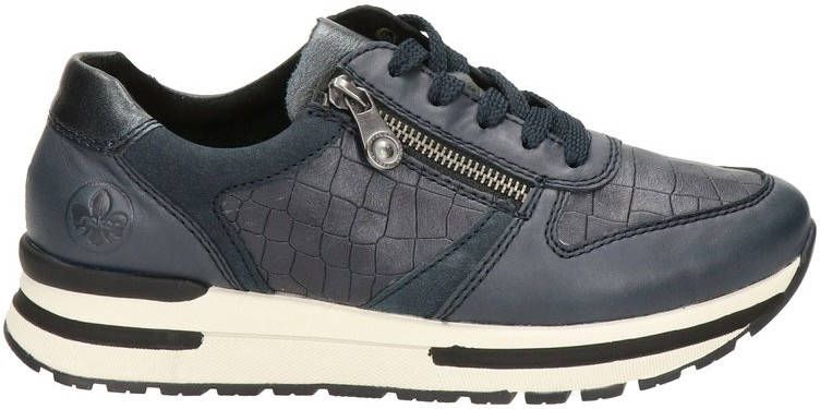 Rieker leren sneakers met crocoprint blauw