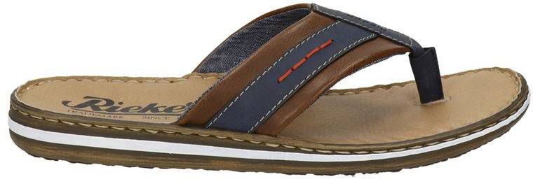 Rieker teenslippers cognac/donkerblauw