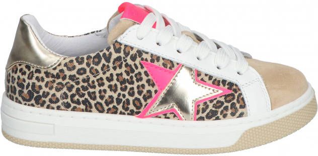 Hip H1672 leren sneakers met panterprint beige/multi