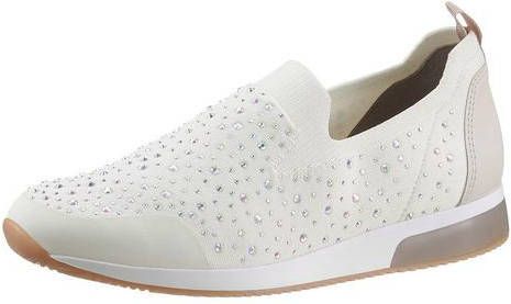 Ara Slip on sneakers Lissabon gegarneerd met glinstersteentjes