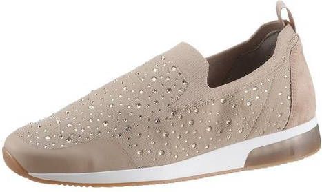 Ara Slip on sneakers Lissabon met een glinstersteengarnering