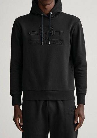 GANT Regular Fit Hooded Sweatshirt zwart, Effen