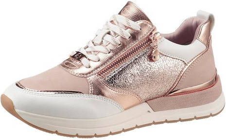 Tamaris Plateausneakers Almina met trendy metallic inzetten