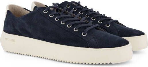 Blackstone lage sneakers effen leer blauw