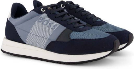 Hugo Boss sneakers effen, geprint leer blauw met logo