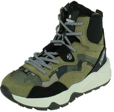 Vingino Gio Mid hoge leren sneakers legergroen