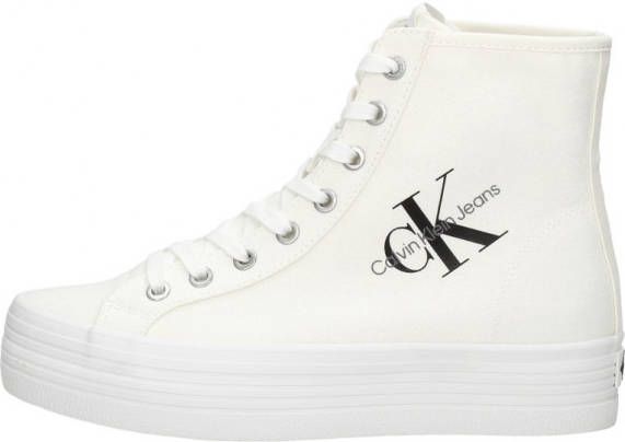 Calvin Klein Witte Hoge Sneaker Vulcanized Flatform Mid Cut