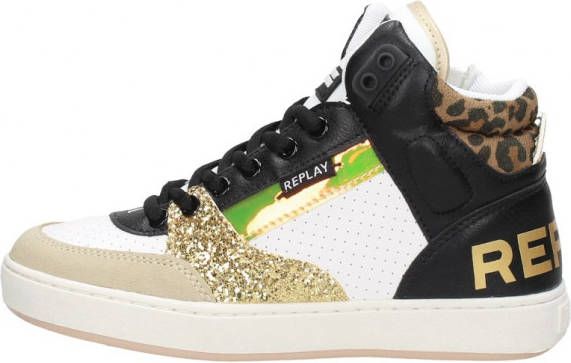 Replay Cobra Mid Veterboot Meisjes Zwart/Beige/Goud