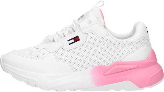 Tommy Jeans Chunky Tech Gradient Runner leren chunky sneakers wit/roze