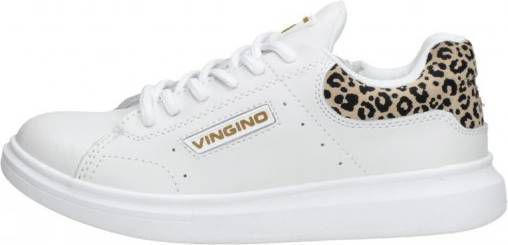 Vingino Britt leren sneakers wit/panterprint