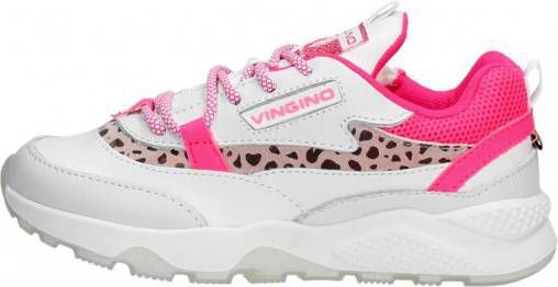 Vingino Marta leren chunky sneakers wit/roze