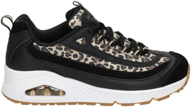 Skechers Uno Wild Streets chunky sneakers met panterprint zwart