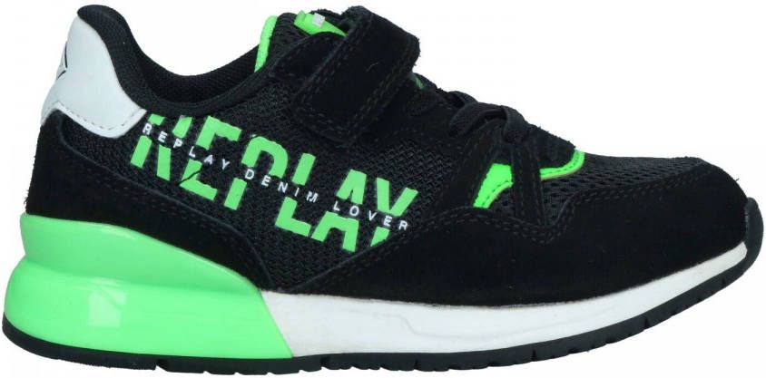 Replay Shoot JR Elastic Sneaker Jongens Zwart/Groen