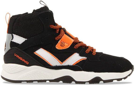 Vingino Gio Mid hoge leren sneakers zwart/oranje