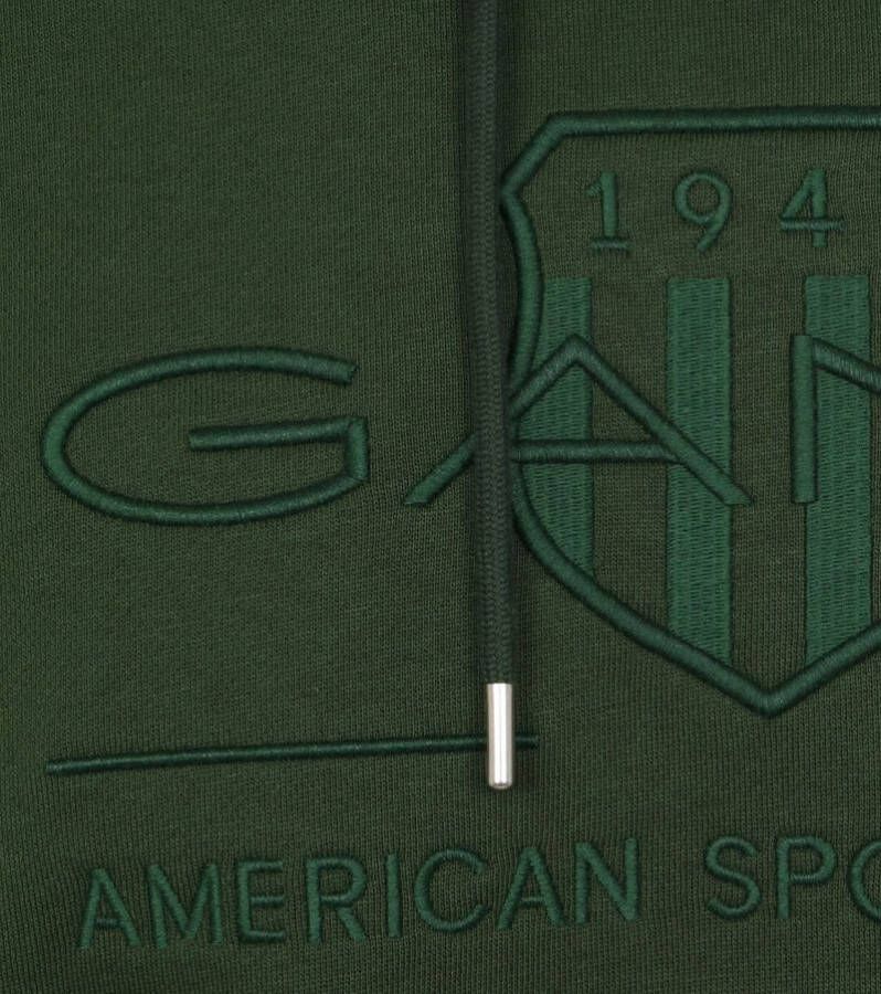 GANT Regular Fit Hooded Sweatshirt donkergroen, Effen