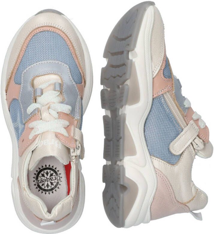 Braqeez Ria Rome leren chunky sneakers lichtroze