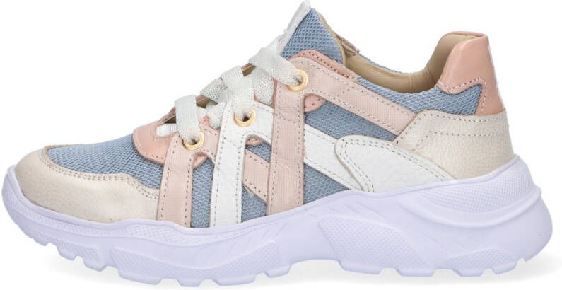 Braqeez Reny Run leren chunky sneakers blauw/multi