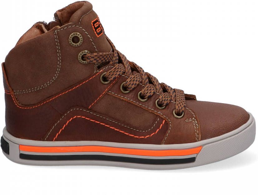 Braqeez Dylan Day hoge leren sneakers cognac