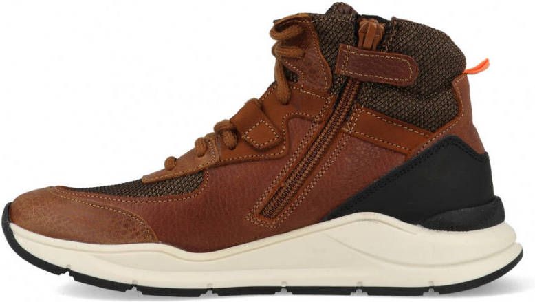 Braqeez Ravi Rio hoge leren sneakers cognac